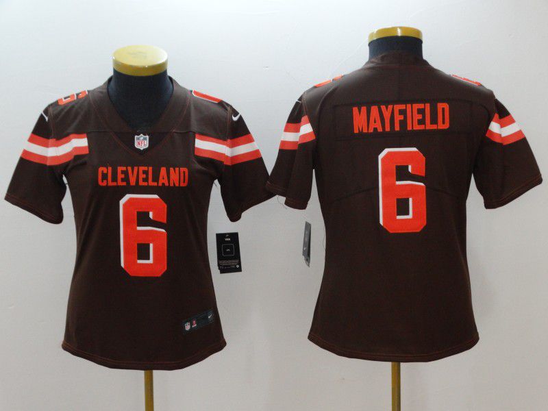 Women Cleveland Browns #6 Mayfield Brown Nike Vapor Untouchable Limited NFL Jerseys